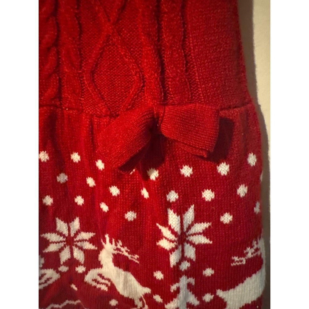 2-Hip Kids Red Cable Knit Reindeer Snowflake Christmas Sweater Dress Size 6 - Picture 3 of 8